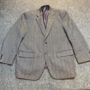 WALL STREET Collection All Wool Herringbone Tweed Suit Blazer Jackets 46 R USA